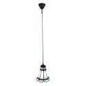 LumiLamp Lampada a Sospensione Tiffany Ø 15x115 cm  Blu Rosso  Vetro Metallo Rotondo