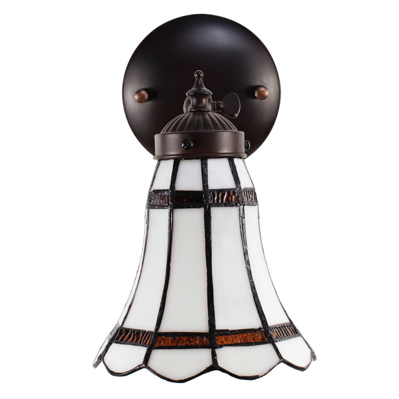 LumiLamp Applique murale Tiffany 17x12x23 cm  Blanc Marron Verre Métal Rond