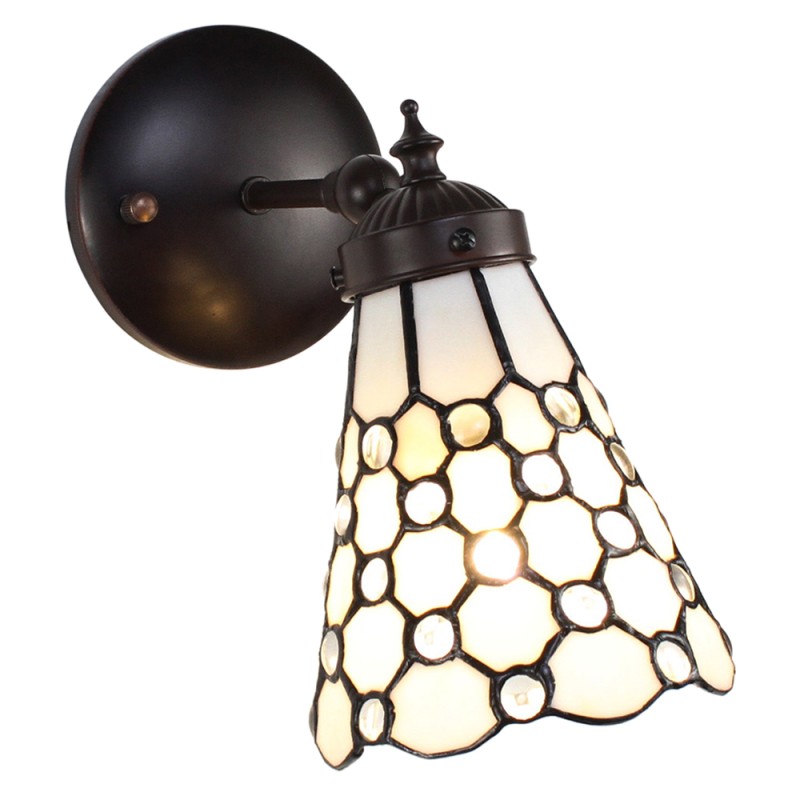 LumiLamp Wall Light Tiffany 17x12x23 cm  White Brown Glass Metal Round