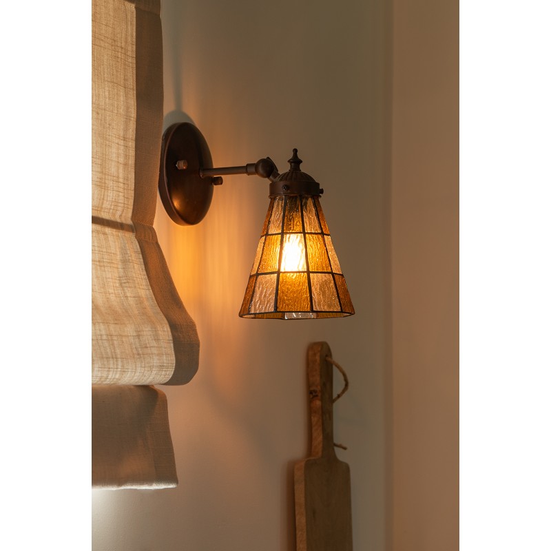 LumiLamp Wandleuchte Tiffany 17x12x23 cm  Braun Glas Metall