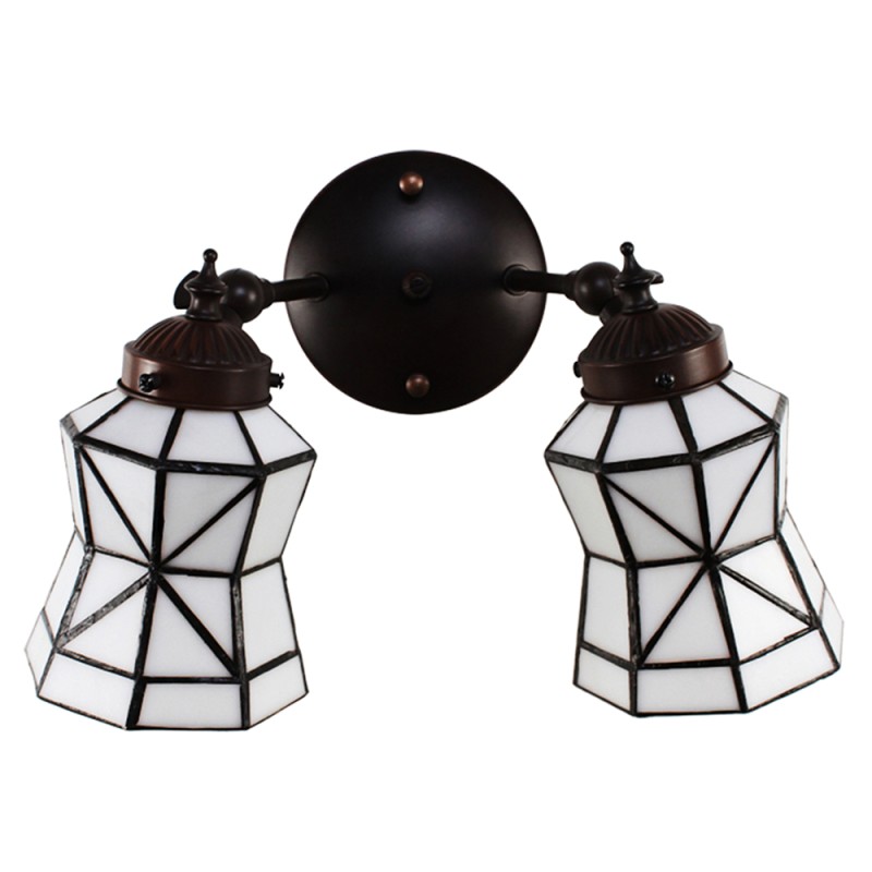 LumiLamp Applique murale Tiffany 30x23x23 cm  Blanc Marron Verre Métal