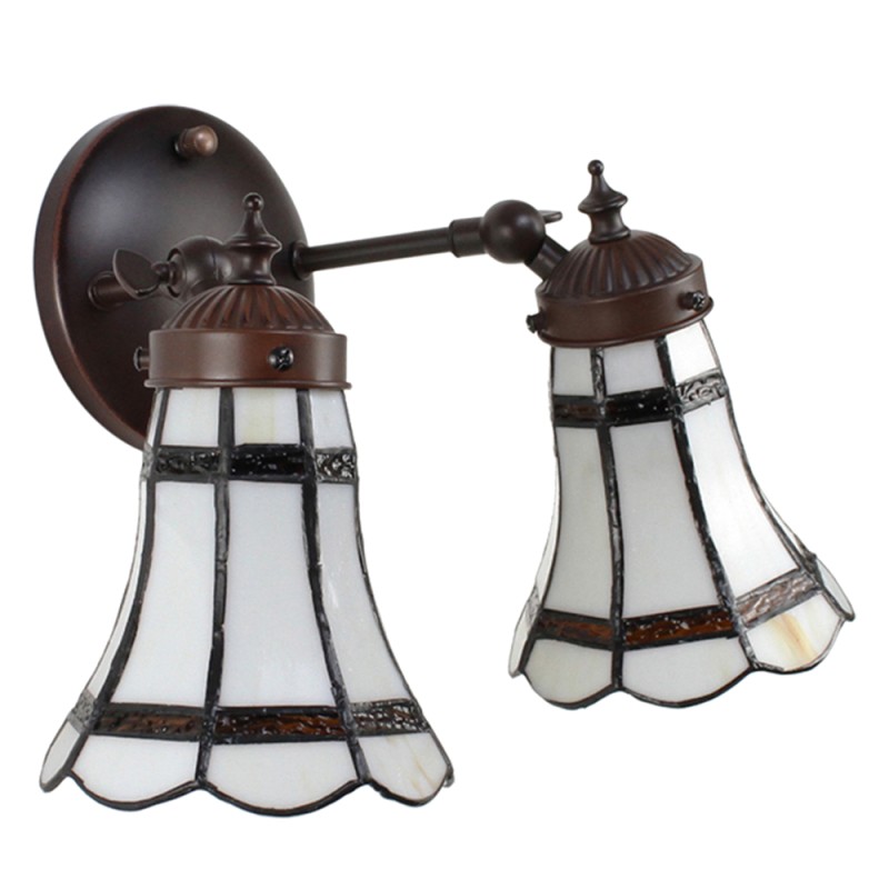 LumiLamp Wall Light Tiffany 30x23x23 cm White Brown Glass Metal