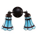 LumiLamp Wandleuchte Tiffany 30x23x23 cm Blau Rot Glas Metall