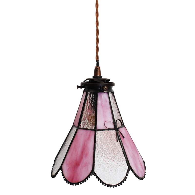 LumiLamp Lampada a Sospensione Tiffany Ø 18x90 cm Rosa Vetro Metallo