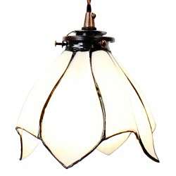 LumiLamp Pendant Lamp Tiffany Ø 18x115 cm  White Brown Glass Metal