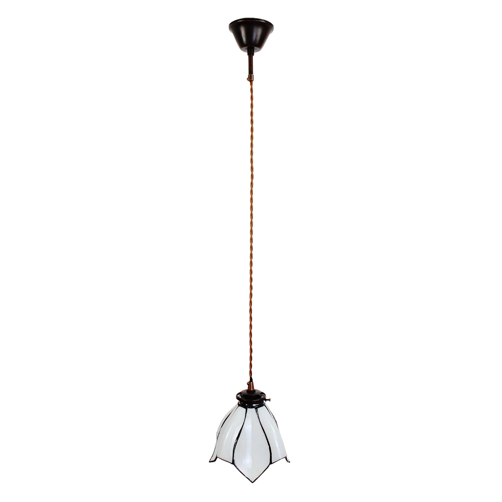 Hanglamp Tiffany Ø 18X115 Cm Wit Bruin Glas-image