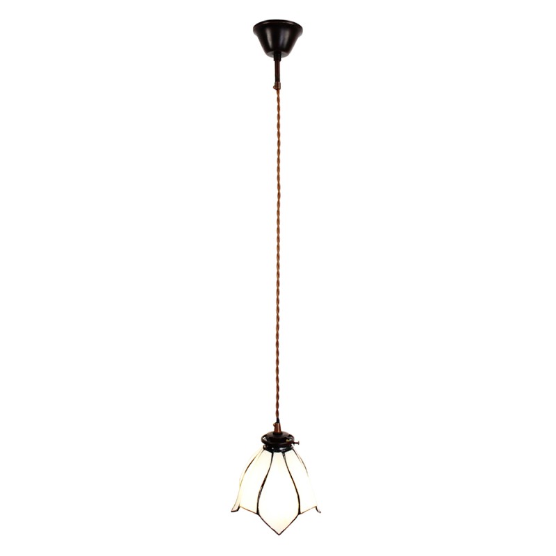 LumiLamp Lampes à suspension Tiffany Ø 18x115 cm  Blanc Marron Verre Métal