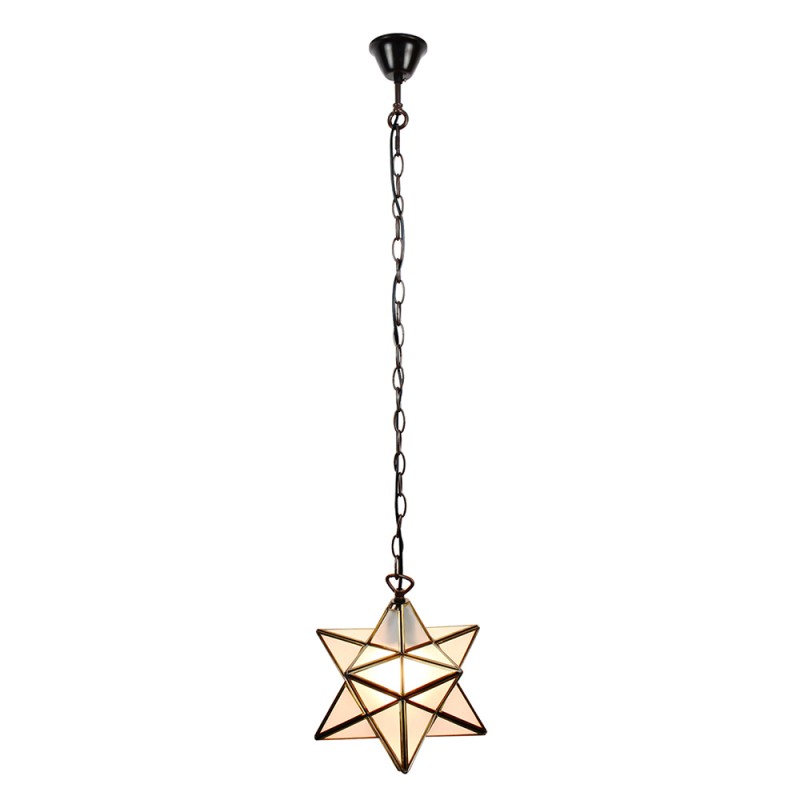 LumiLamp Lampada a Sospensione Tiffany Ø 31x31 cm Bianco Vetro Metallo