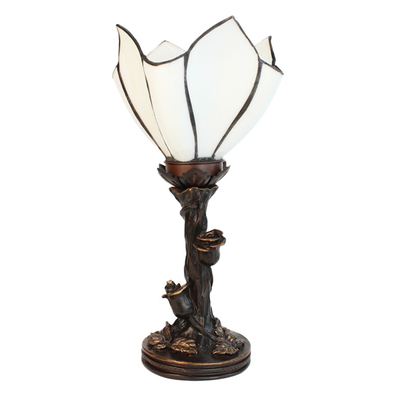 LumiLamp Lampe de table Tiffany 32 cm Blanc Marron Verre