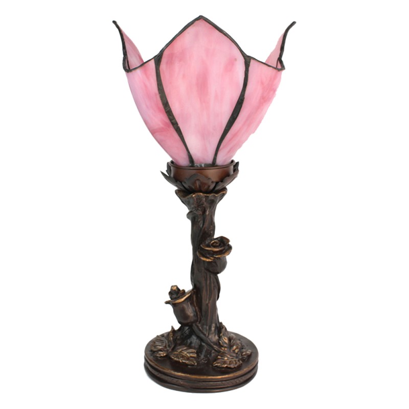 LumiLamp Tiffany Tischlampe 32 cm Rosa Glas