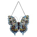 LumiLamp Pannello in Vetro Tiffany Farfalla 40x60 cm Blu Vetro