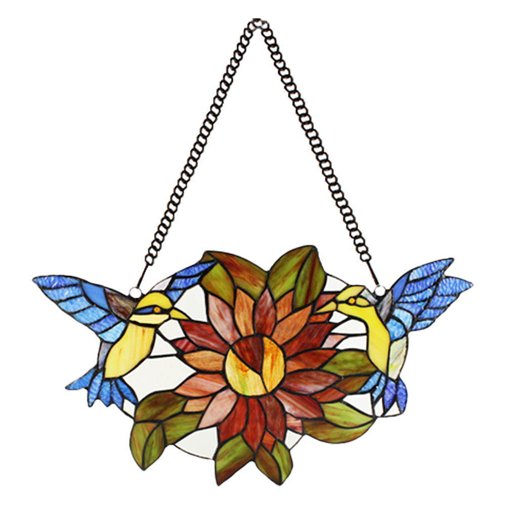 Lumilamp Glaspaneel Tiffany 50x60 cm Bruin Glas Vogel afbeelding