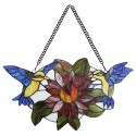 LumiLamp Tiffany Glass Panel 50x60 cm Brown Glass Bird