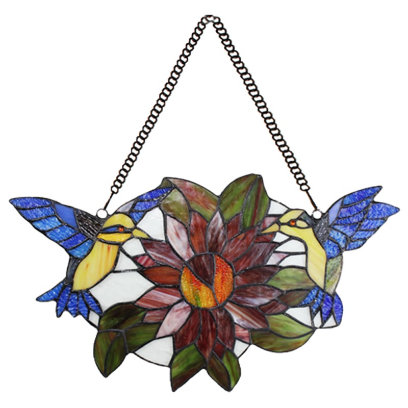 LumiLamp Tiffany Glass Panel 50x60 cm Brown Glass Bird