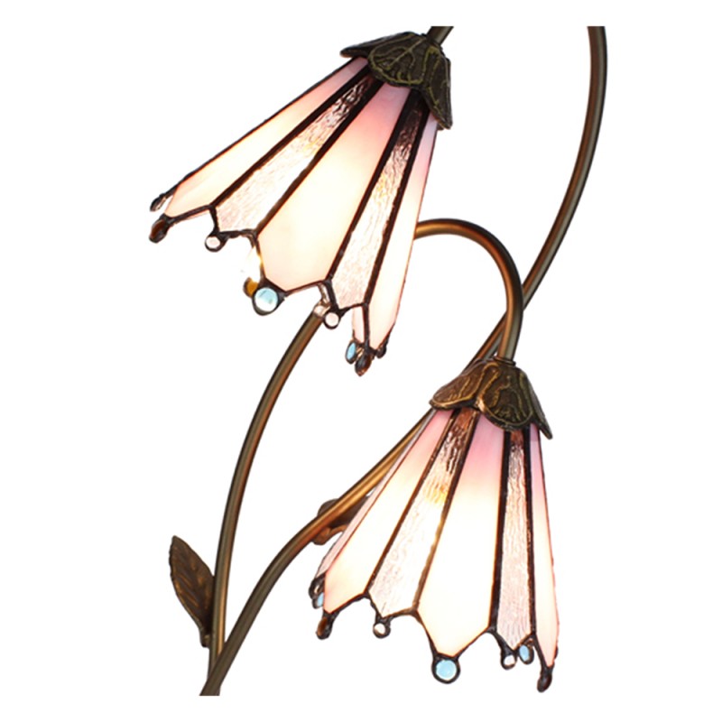 LumiLamp Lampe de table Tiffany 61 cm Marron Rose Verre