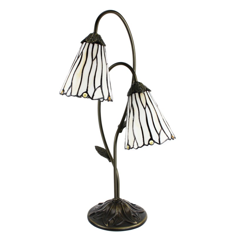 LumiLamp Table Lamp Tiffany 61 cm Brown White Glass