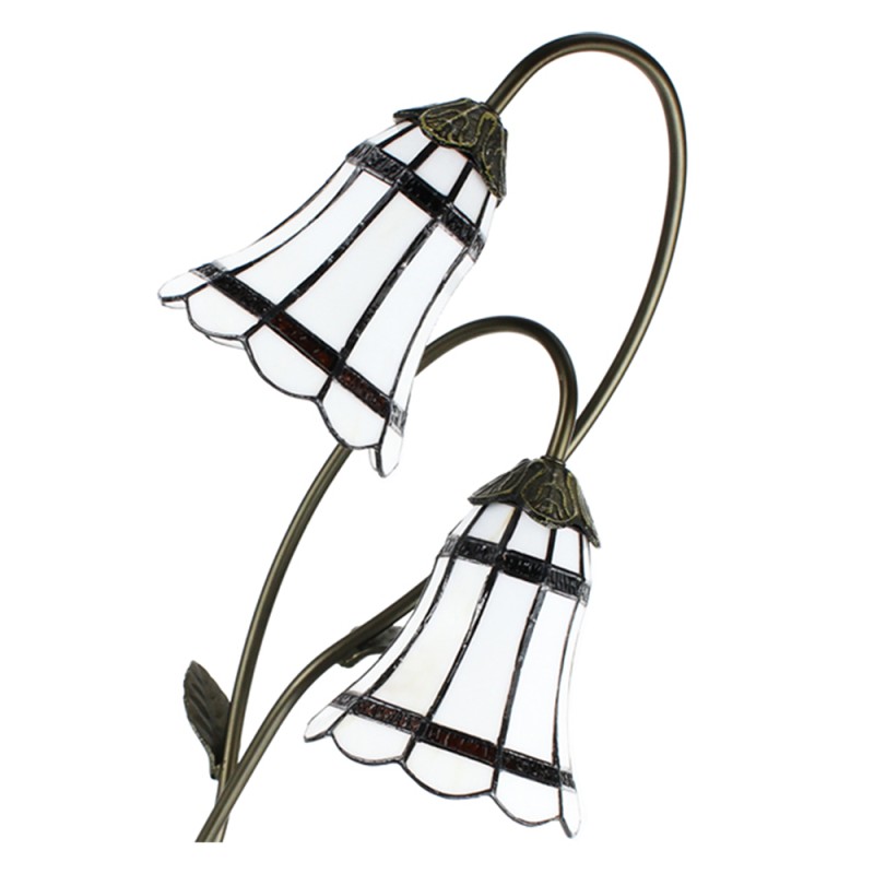 LumiLamp Lampe de table Tiffany 61 cm Marron Blanc Plastique Verre