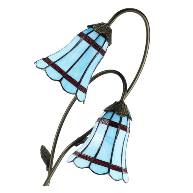 LumiLamp Lampada da tavolo Tiffany 61 cm Blu Marrone  Vetro