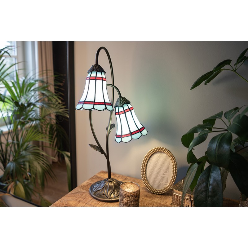 LumiLamp Lampada da tavolo Tiffany 61 cm Blu Marrone  Vetro