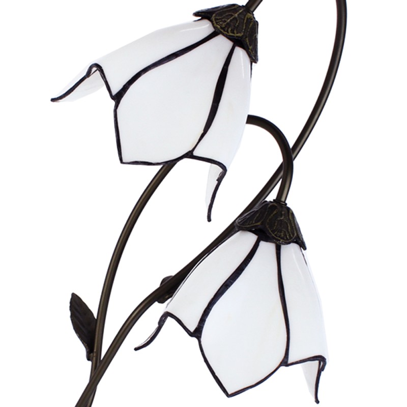 LumiLamp Lampada da tavolo Tiffany 61 cm Bianco Marrone  Plastica Vetro