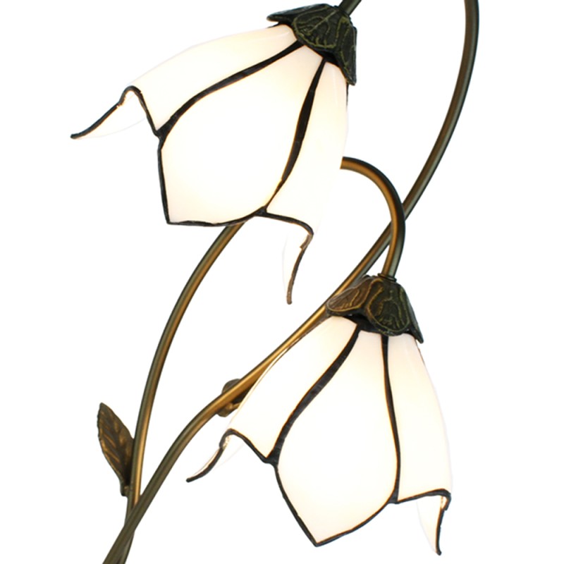 LumiLamp Lampada da tavolo Tiffany 61 cm Bianco Marrone  Plastica Vetro