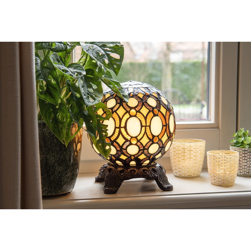 LumiLamp Table Lamp Tiffany Ø 20x25 cm  Yellow Glass Plastic Round