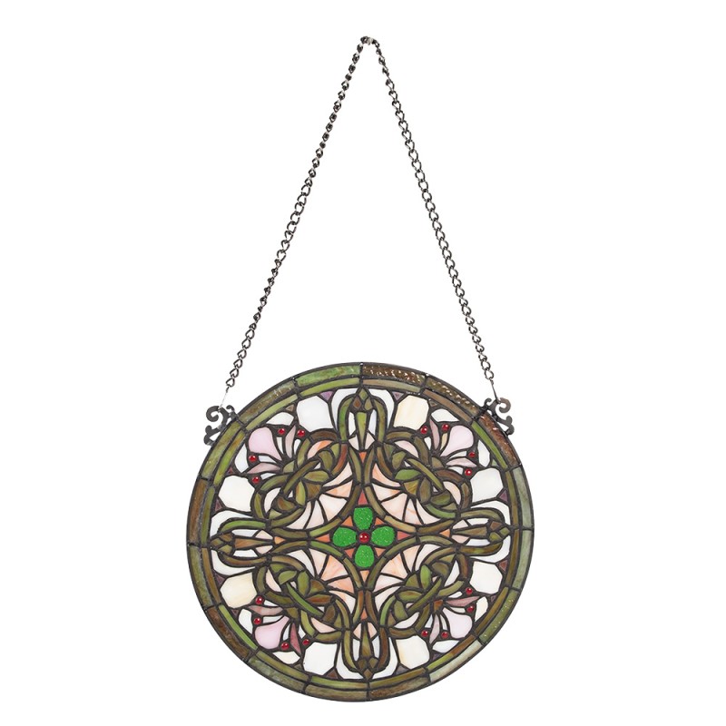 LumiLamp Tiffany Glass Panel Ø 30 cm Green Glass Round