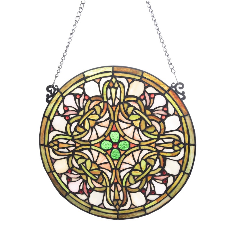 LumiLamp Tiffany Glass Panel Ø 30 cm Green Glass Round