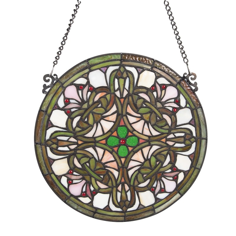 LumiLamp Tiffany Glass Panel Ø 30 cm Green Glass Round
