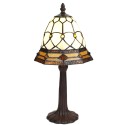 LumiLamp Tiffany Tafellamp  Ø 21x39 cm Beige Bruin Glas Kunststof Rond