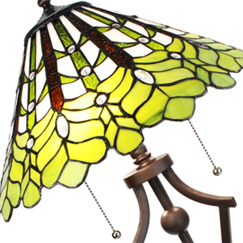 LumiLamp Table Lamp Tiffany Ø 41x62 cm Green White Glass Plastic Round