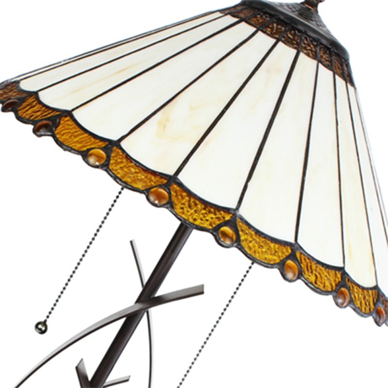 LumiLamp Lampe de table Tiffany Ø 41x69 cm Beige Marron Verre Plastique Rond