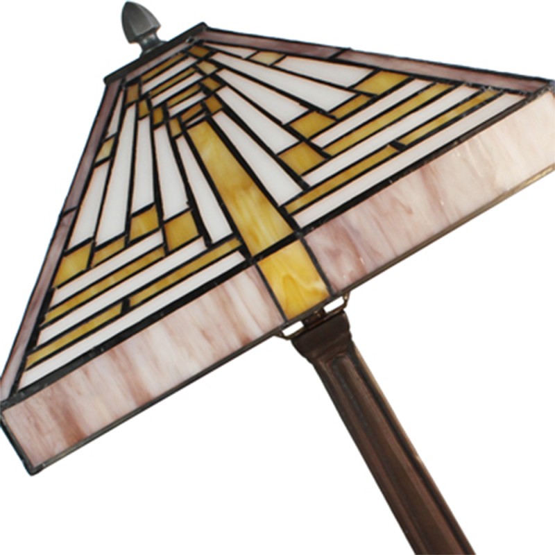 LumiLamp Lampe de table Tiffany 31x31x48 cm Beige Violet Verre Carré