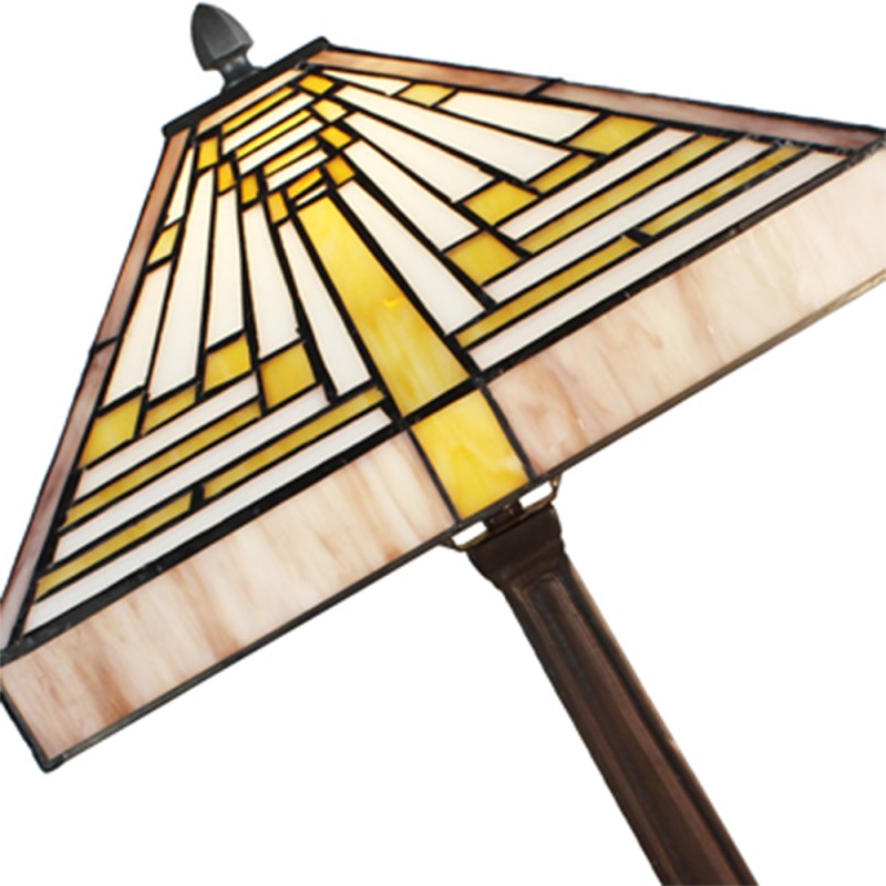 LumiLamp Lampe de table Tiffany 31x31x48 cm Beige Violet Verre Carré
