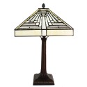 LumiLamp Tiffany Tafellamp  31x31x48 cm Wit Grijs Glas Kunststof Vierkant
