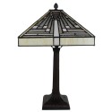 LumiLamp Tiffany Tafellamp  31x31x48 cm Wit Grijs Glas Kunststof Vierkant