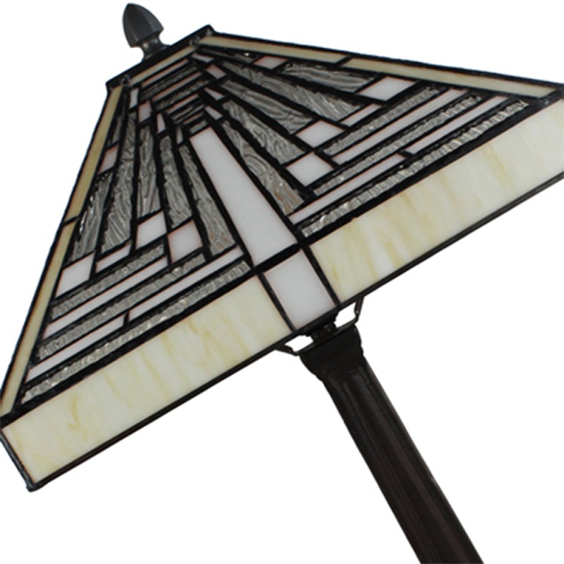 LumiLamp Tiffany Tafellamp  31x31x48 cm Wit Grijs Glas Kunststof Vierkant