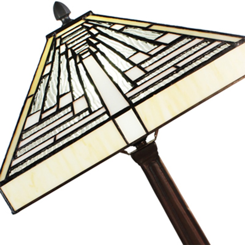 LumiLamp Tiffany Tafellamp  31x31x48 cm Wit Grijs Glas Kunststof Vierkant