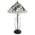 LumiLamp Lampe de table Tiffany Ø 41x69 cm Beige Noir Verre Métal Rond Libellule