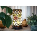 LumiLamp Table Lamp Tiffany Ø 15x26 cm  Green Beige Glass Round Flower