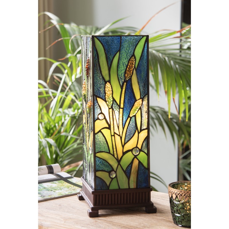 LumiLamp Lampe de table Tiffany 18x18x45 cm Vert Verre