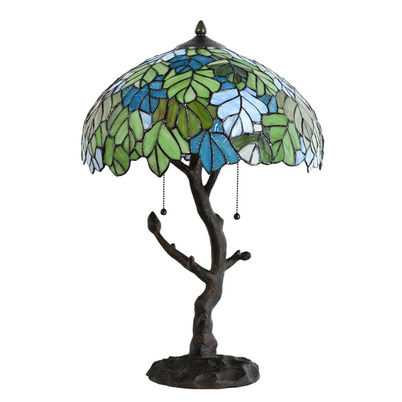 LumiLamp Lampe de table Tiffany Ø 40x60 cm Vert Verre