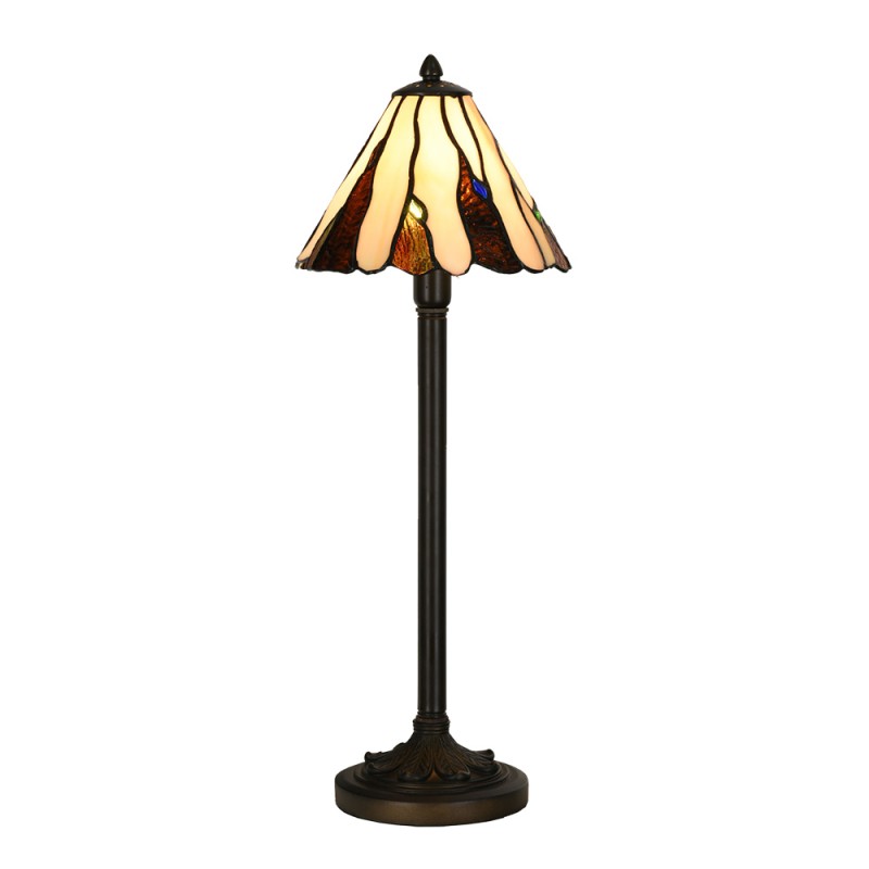 LumiLamp Table Lamp Tiffany Ø 20x60 cm Beige Brown Glass