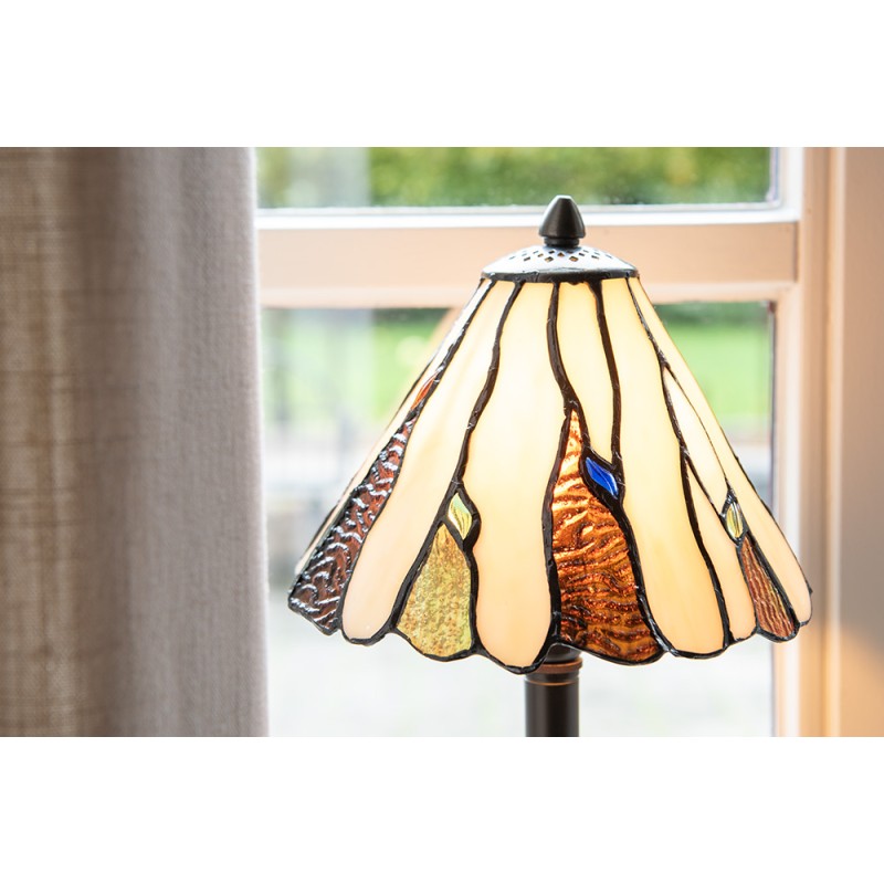 LumiLamp Table Lamp Tiffany Ø 20x60 cm Beige Brown Glass