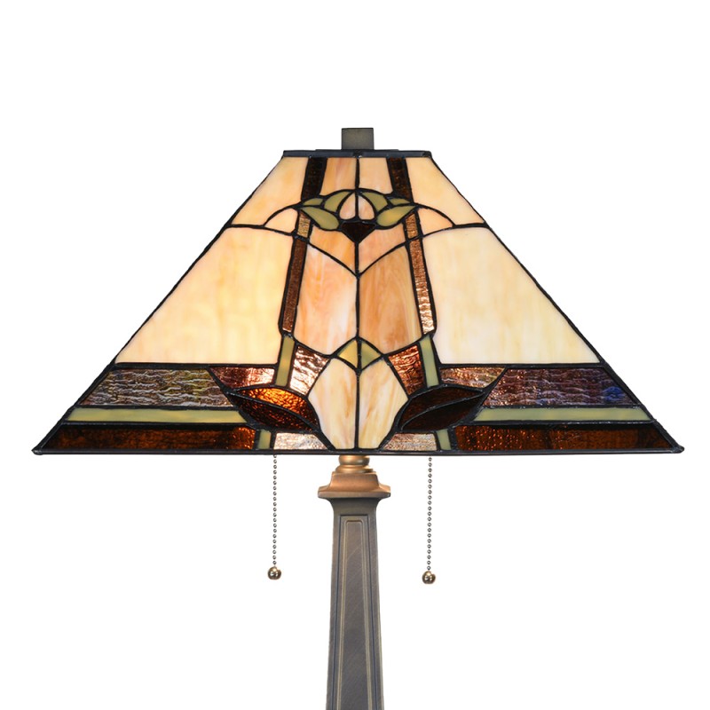 LumiLamp Lampe de table Tiffany 80 cm Beige Verre