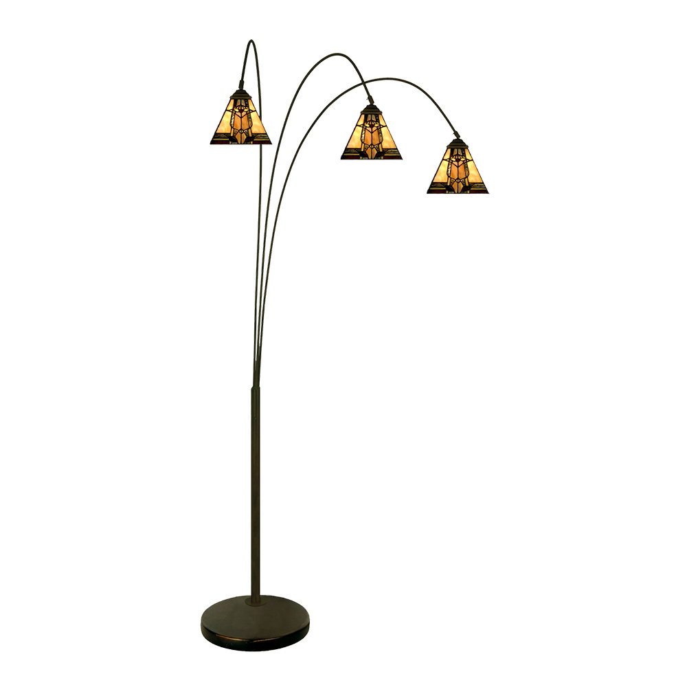 Lumilamp Tiffany Vloerlamp 200 cm Beige Glas afbeelding