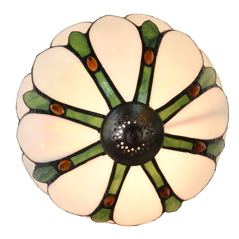 LumiLamp Table Lamp Tiffany Ø 25x42 cm White Green Glass