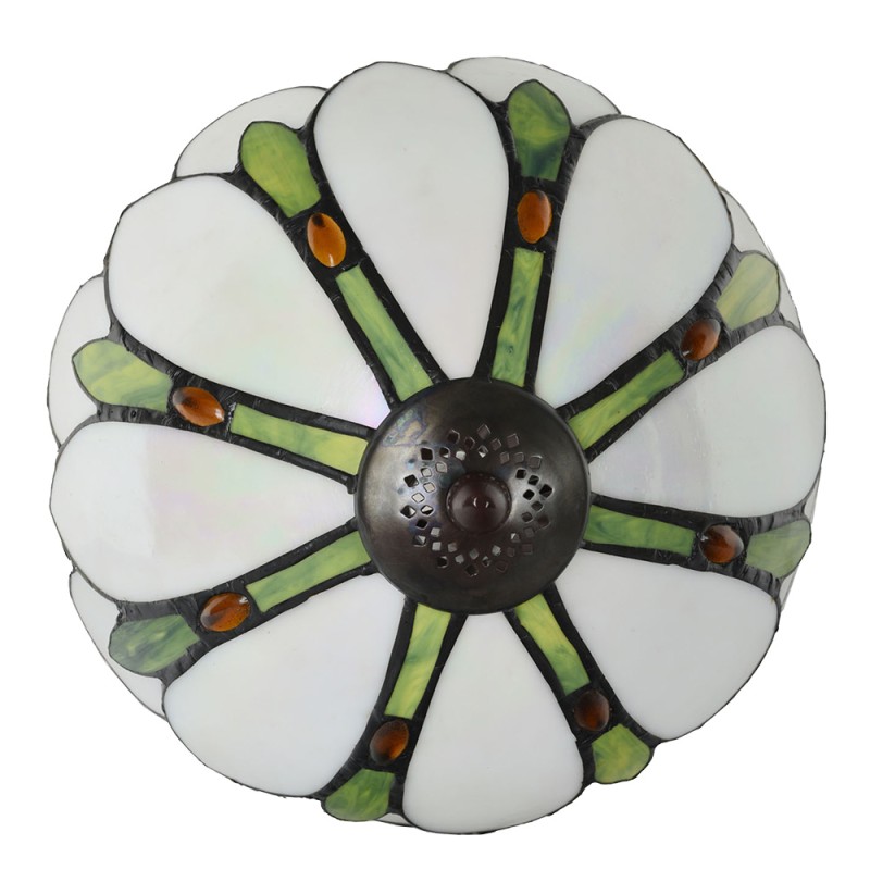 LumiLamp Table Lamp Tiffany Ø 25x42 cm White Green Glass
