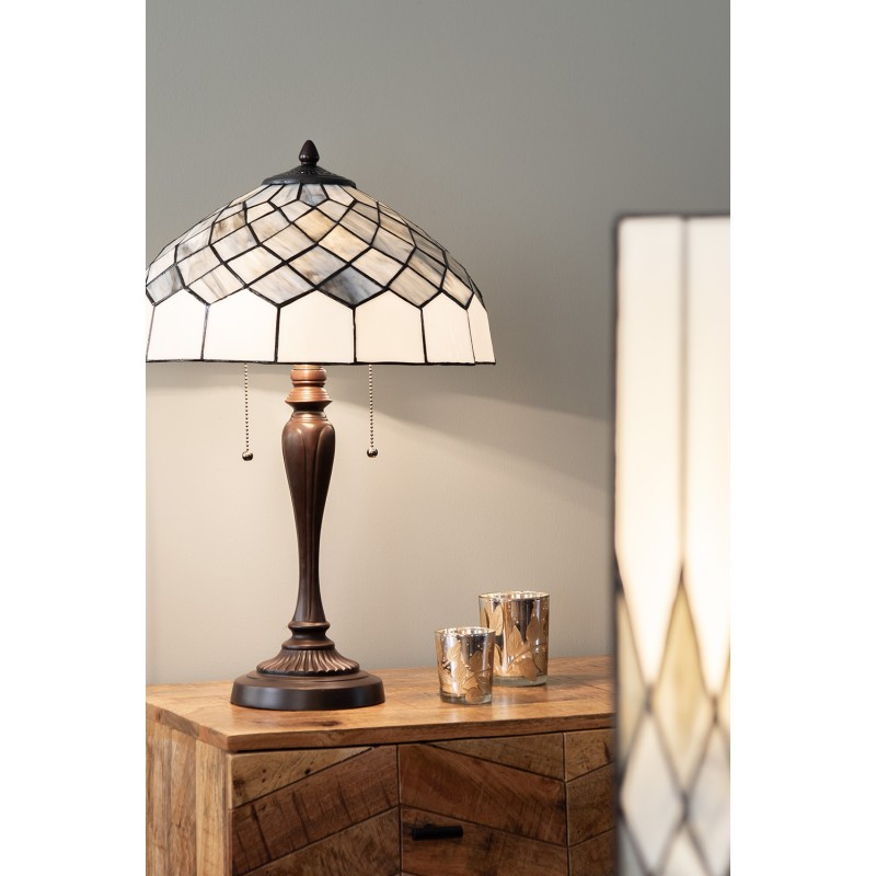 LumiLamp Lampe de table Tiffany Ø 40x58 cm Gris Verre