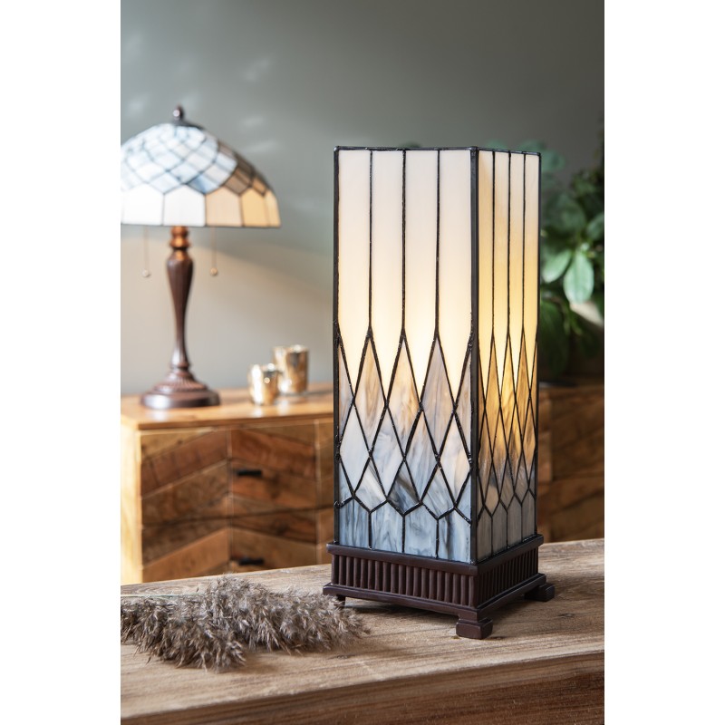 LumiLamp Tiffany Tischlampe 17x17x43 cm Grau Glas